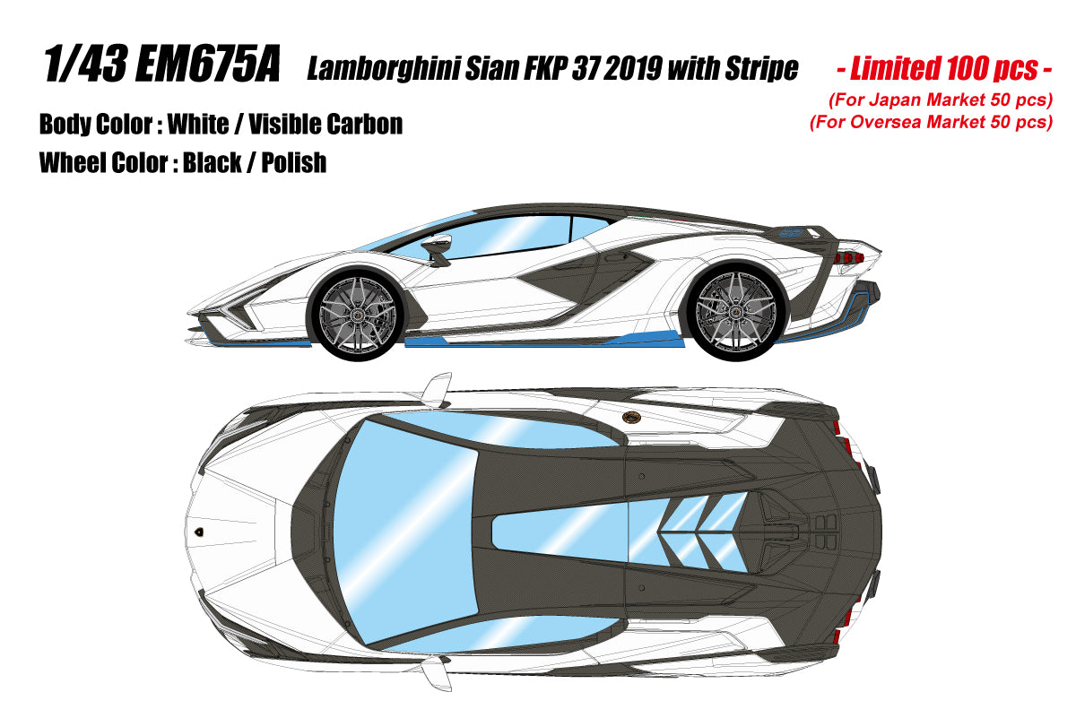 Make Up Co., Ltd / Eidolon 1:43 Lamborghini Sian FKP 37 2019 in White with Carbon Accents