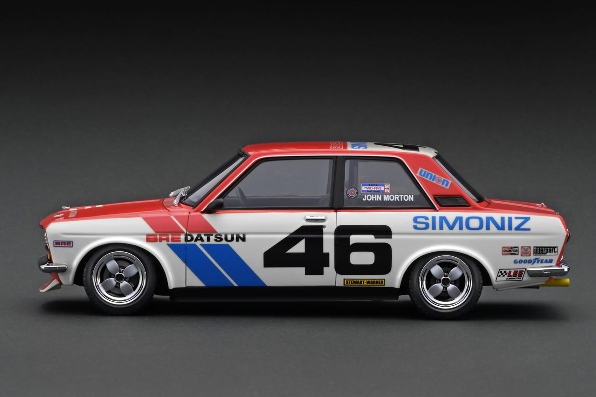 Ignition Model 1:18 Datsun Bluebird (510) #46 in Red / White