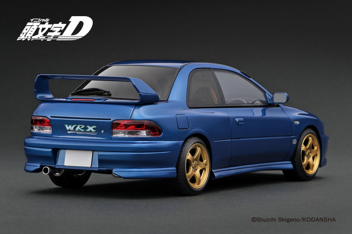 Ignition Model 1:18 Subaru Impreza WRX type R STi Version V (GC8) INITIAL D in Blue with Mr. Bunta Fujiwara