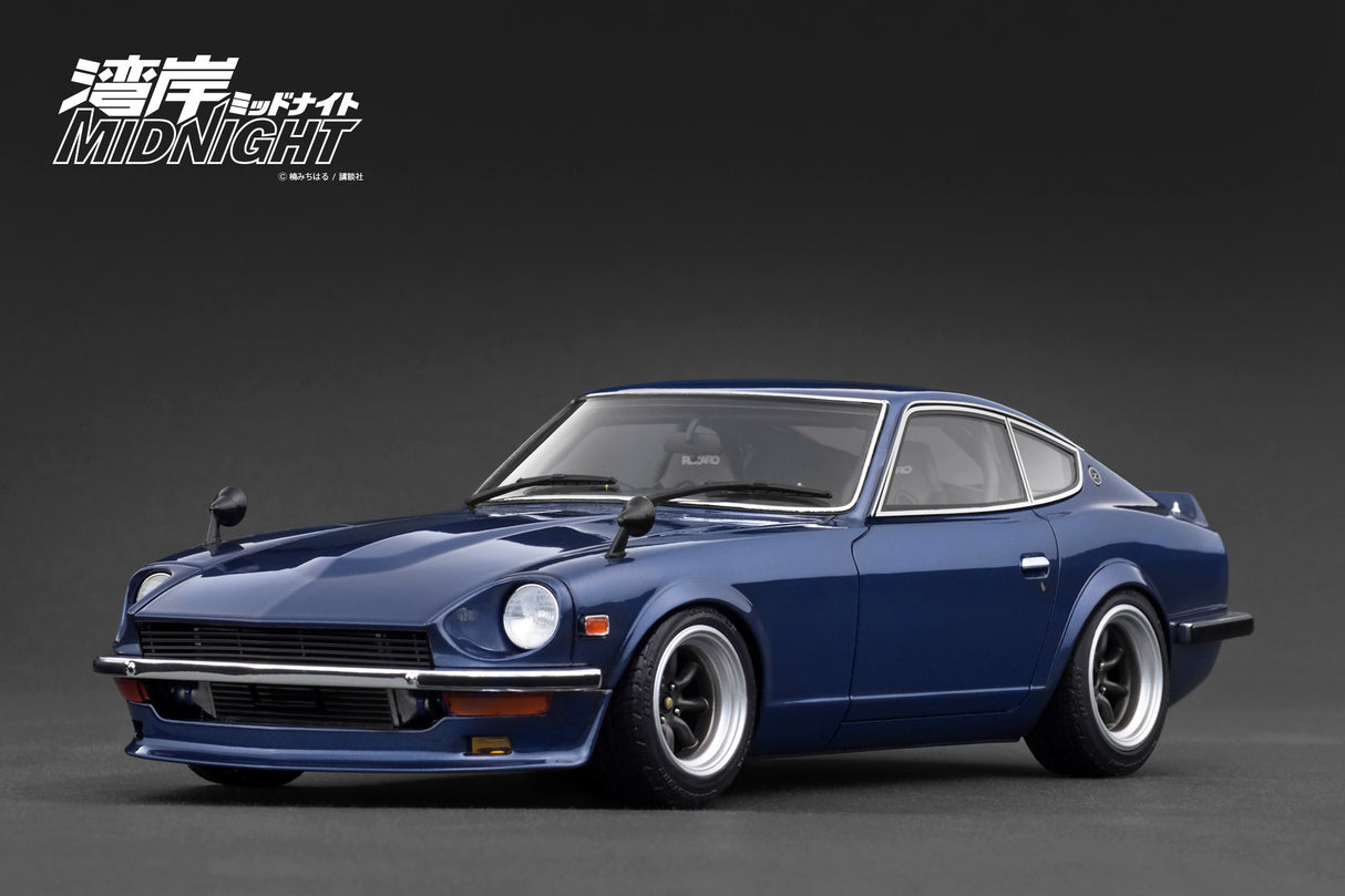Ignition Model 1:18 Nissan Fairlady Z (S30) Blue 湾岸MIDNIGHT Devil's Z with Mr. Akio Asakura Figure