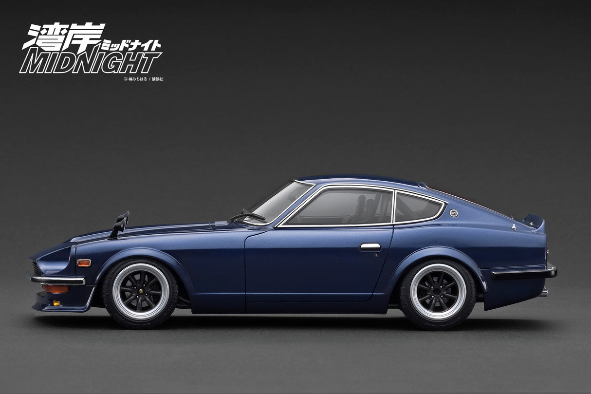 Ignition Model 1:18 Nissan Fairlady Z (S30) Blue 湾岸MIDNIGHT Devil's Z with Mr. Akio Asakura Figure
