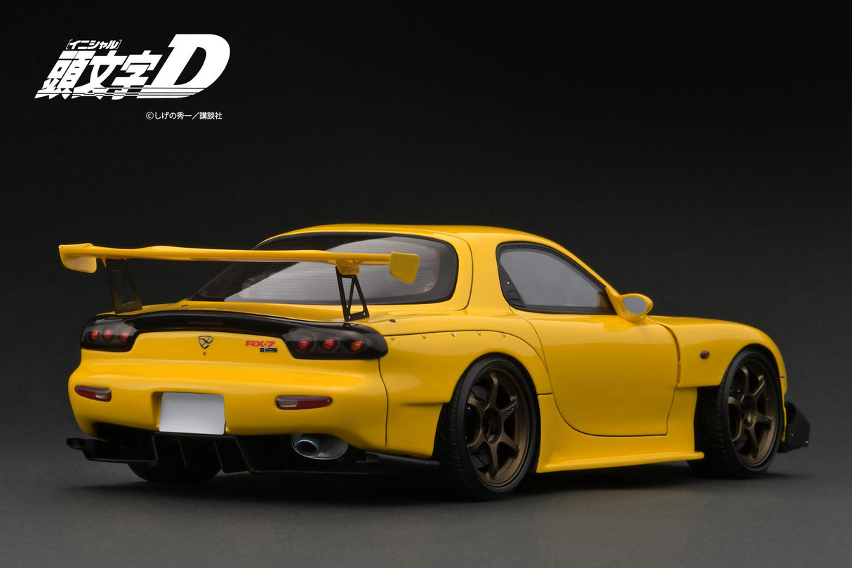 Ignition Model 1:18 Initial D Mazda RX-7 (FD3S) Yellow with Mr. Keisuke Takahashi