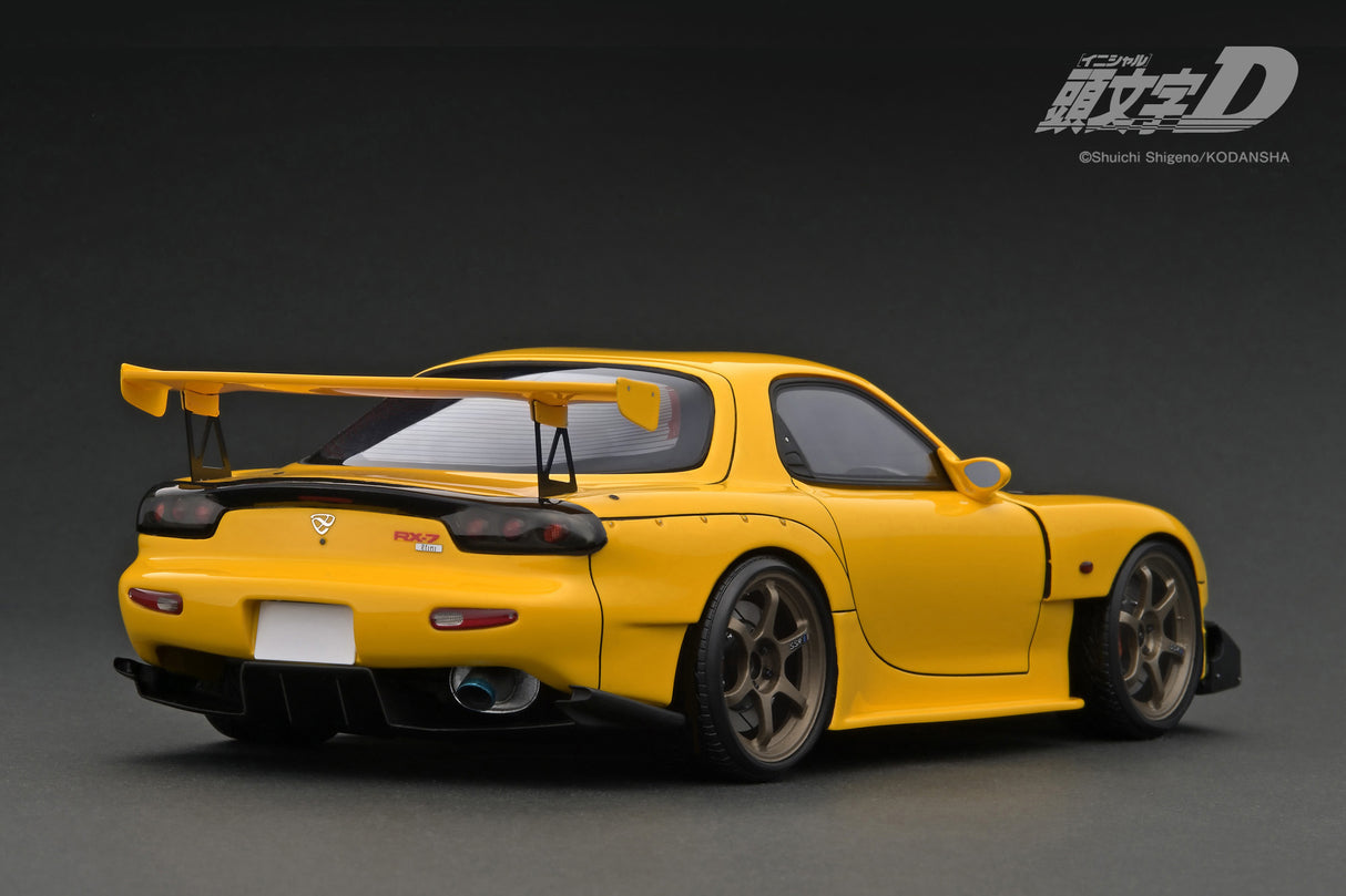 Ignition Model 1:18 Mazda RX-7 (FD3S) INITIAL D in Yellow with LED Lights