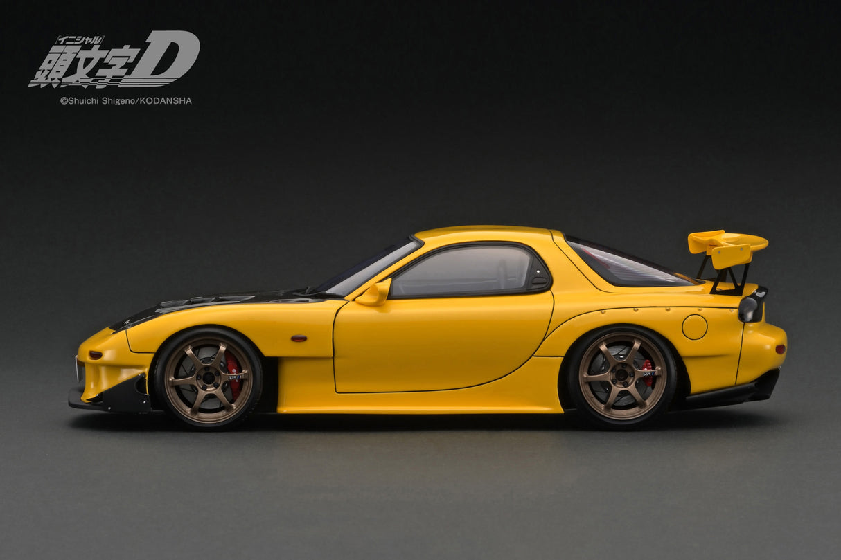 Ignition Model 1:18 Mazda RX-7 (FD3S) INITIAL D in Yellow with LED Lights