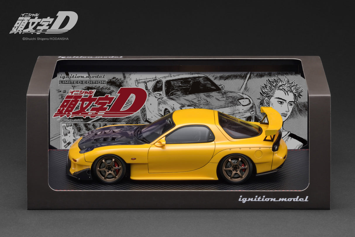 Ignition Model 1:18 Mazda RX-7 (FD3S) INITIAL D in Yellow with LED Lights