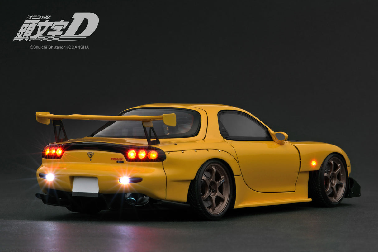 Ignition Model 1:18 Mazda RX-7 (FD3S) INITIAL D in Yellow with LED Lights