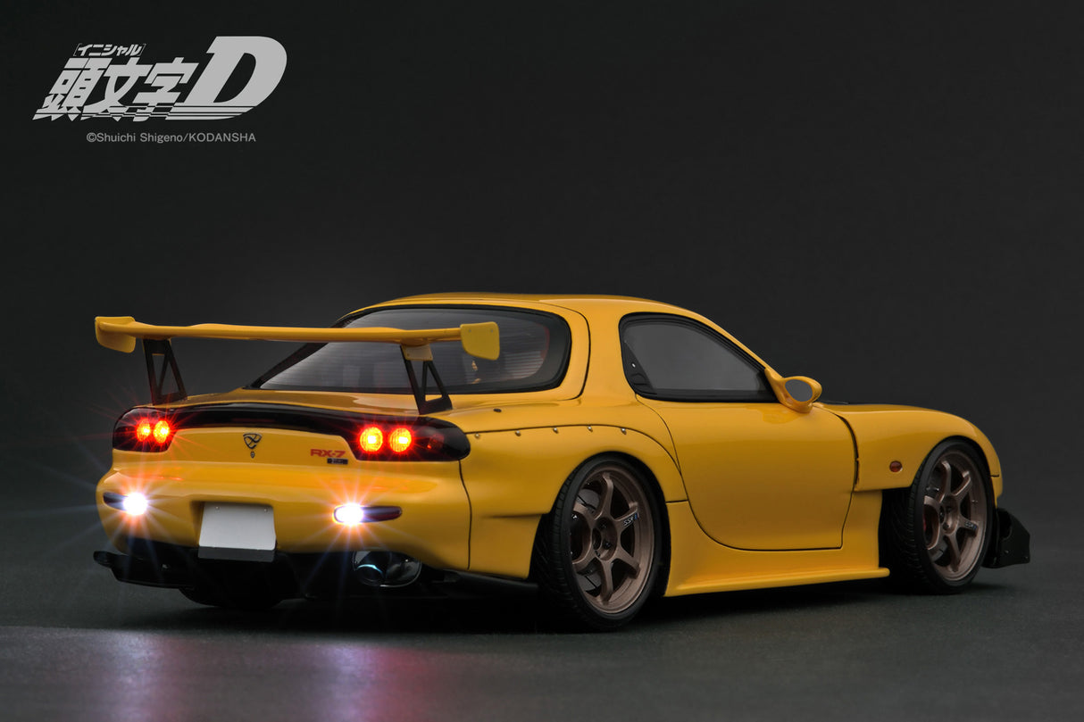 Ignition Model 1:18 Mazda RX-7 (FD3S) INITIAL D in Yellow with LED Lights