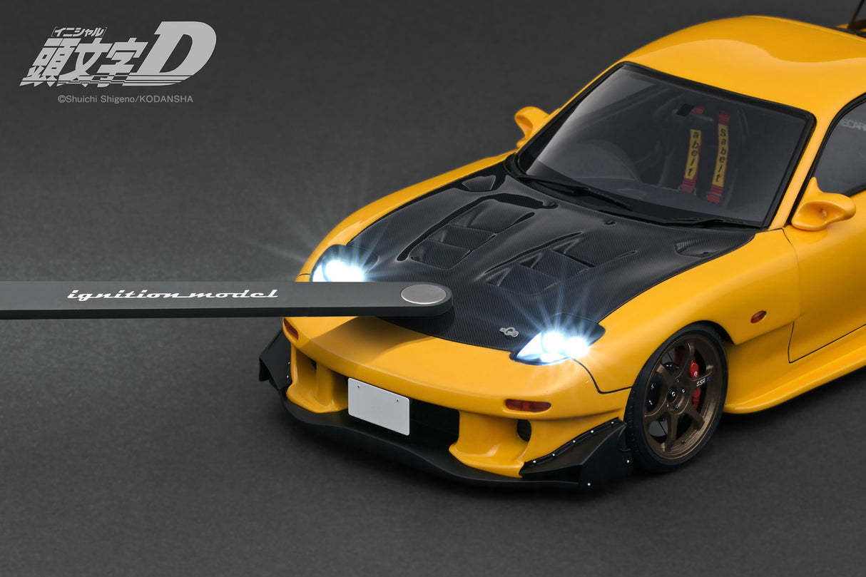 Ignition Model 1:18 Mazda RX-7 (FD3S) INITIAL D in Yellow with LED Lights