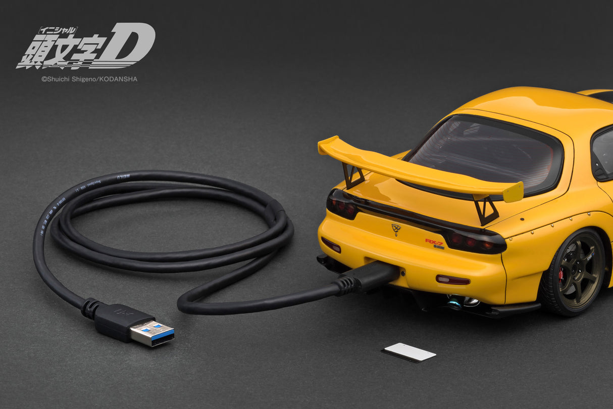 Ignition Model 1:18 Mazda RX-7 (FD3S) INITIAL D in Yellow with LED Lights