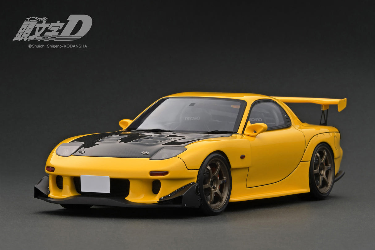 Ignition Model 1:18 Mazda RX-7 (FD3S) INITIAL D in Yellow with LED Lights