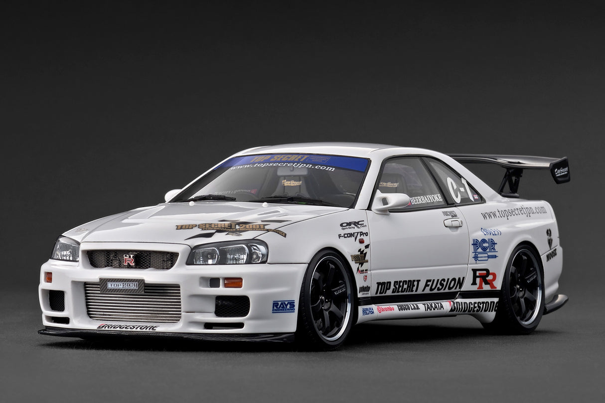 Ignition Model 1:18 Nissan Skyline 34GT-R (R34) TOP SECRET in White