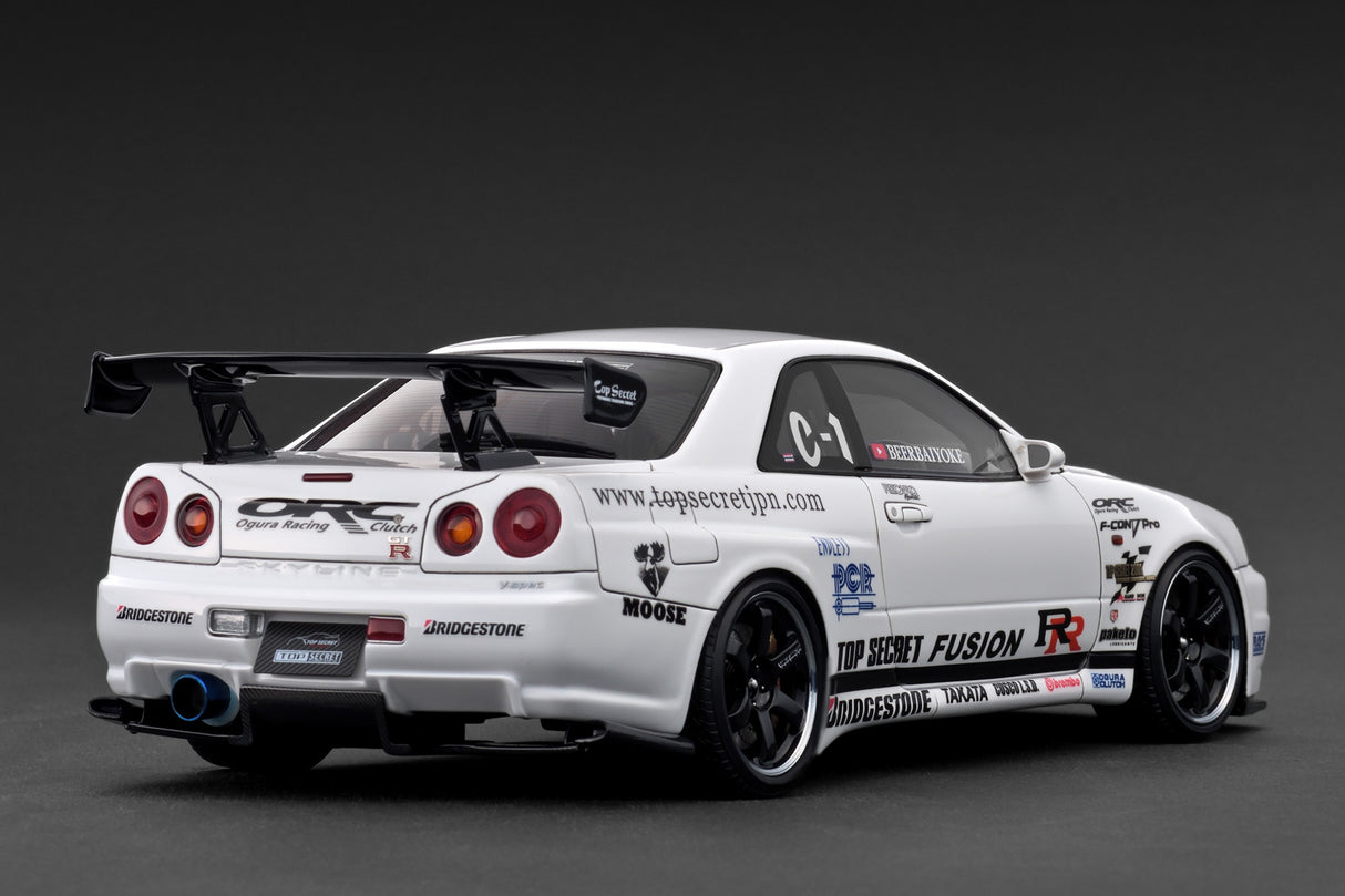 Ignition Model 1:18 Nissan Skyline 34GT-R (R34) TOP SECRET in White