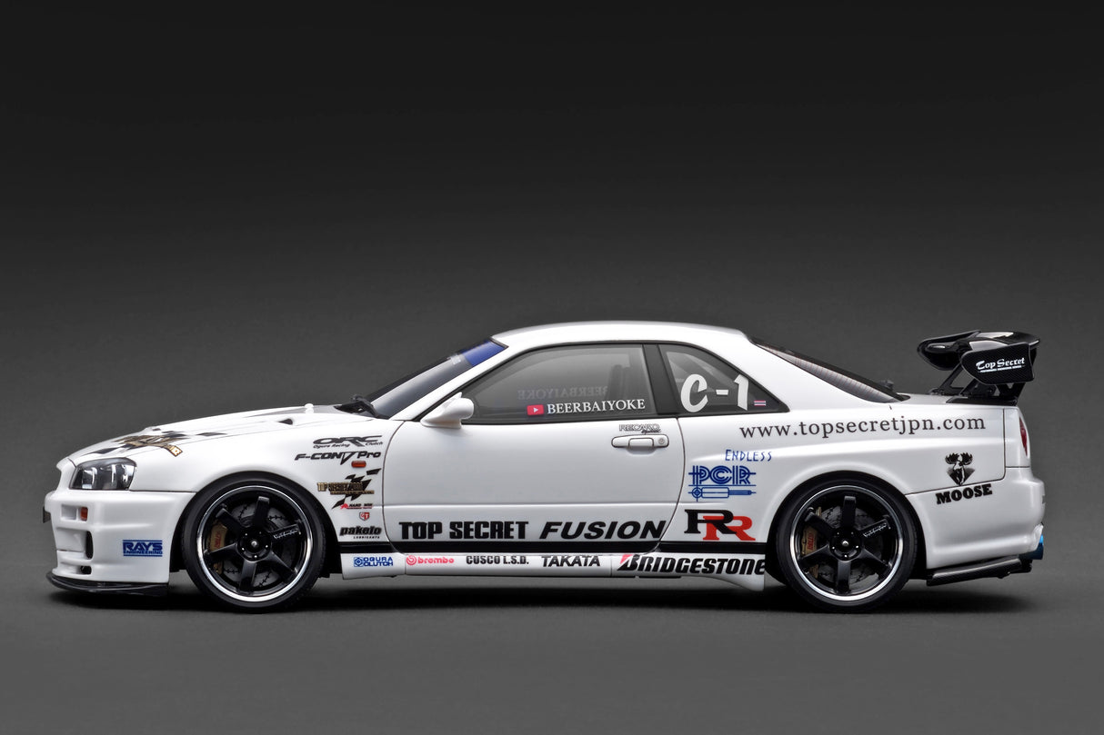 Ignition Model 1:18 Nissan Skyline 34GT-R (R34) TOP SECRET in White
