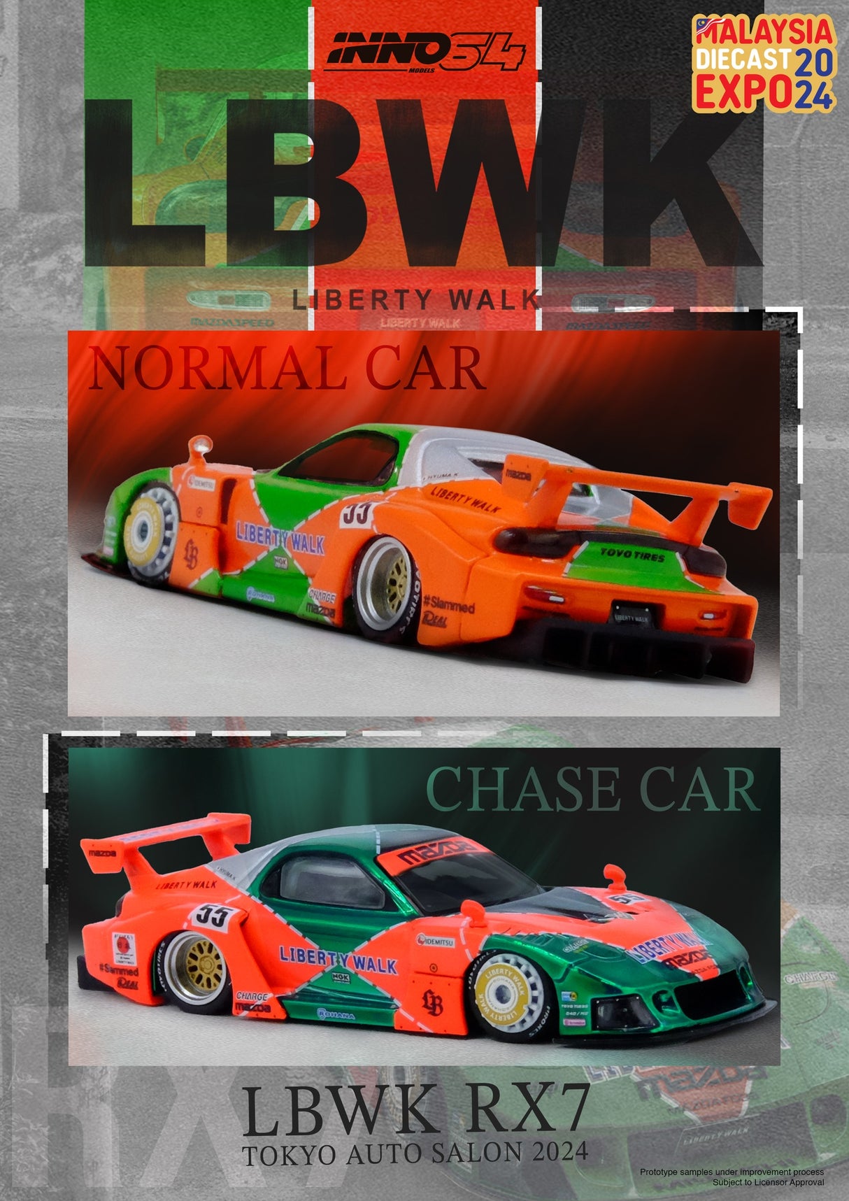 INNO64 1:64 Mazda RX7 (FD3S) LB-SUPER SILHOUETTE MDX 2024 Edition (ONE PER CUSTOMER / ORDER)