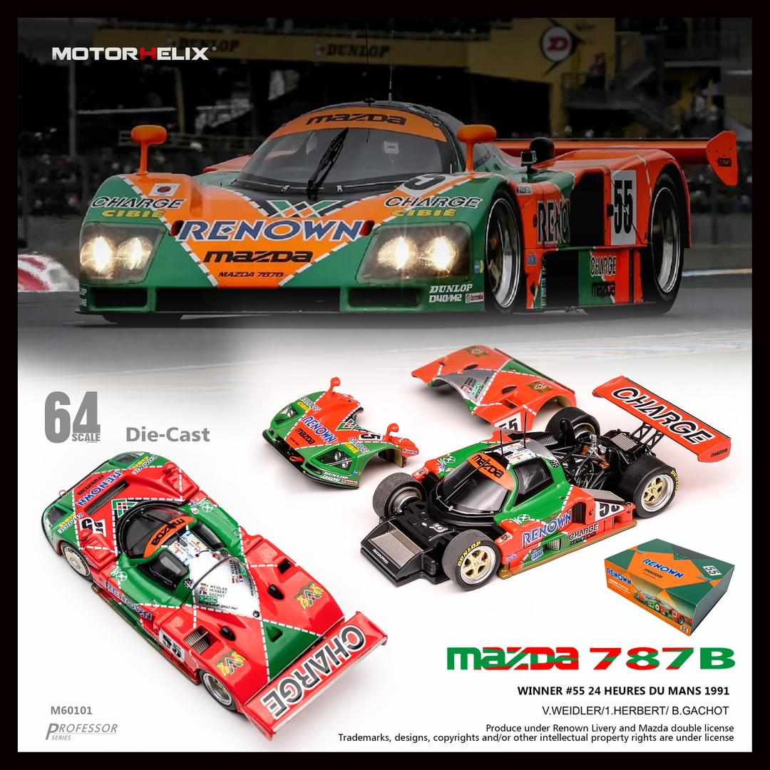 MotorHelix 1:64 Mazda 787B RENOWN #55 Winner Car