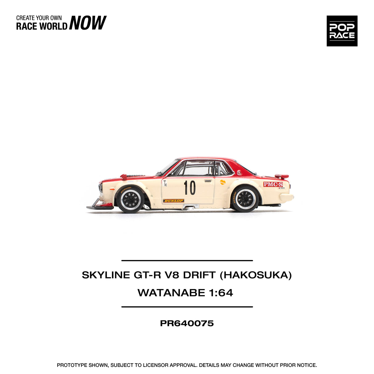Pop Race 1:64 Nissan Skyline GT-R V8 Drift (Hakosuka) with Watanabe