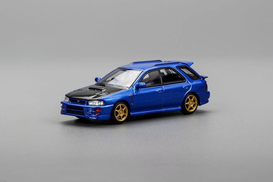 *PREORDER* MotorHelix 1:64 Subaru Impreza Wagon WRX STi Ver. VI Customized in World Rally Blue Mica with Carbon Bonnet