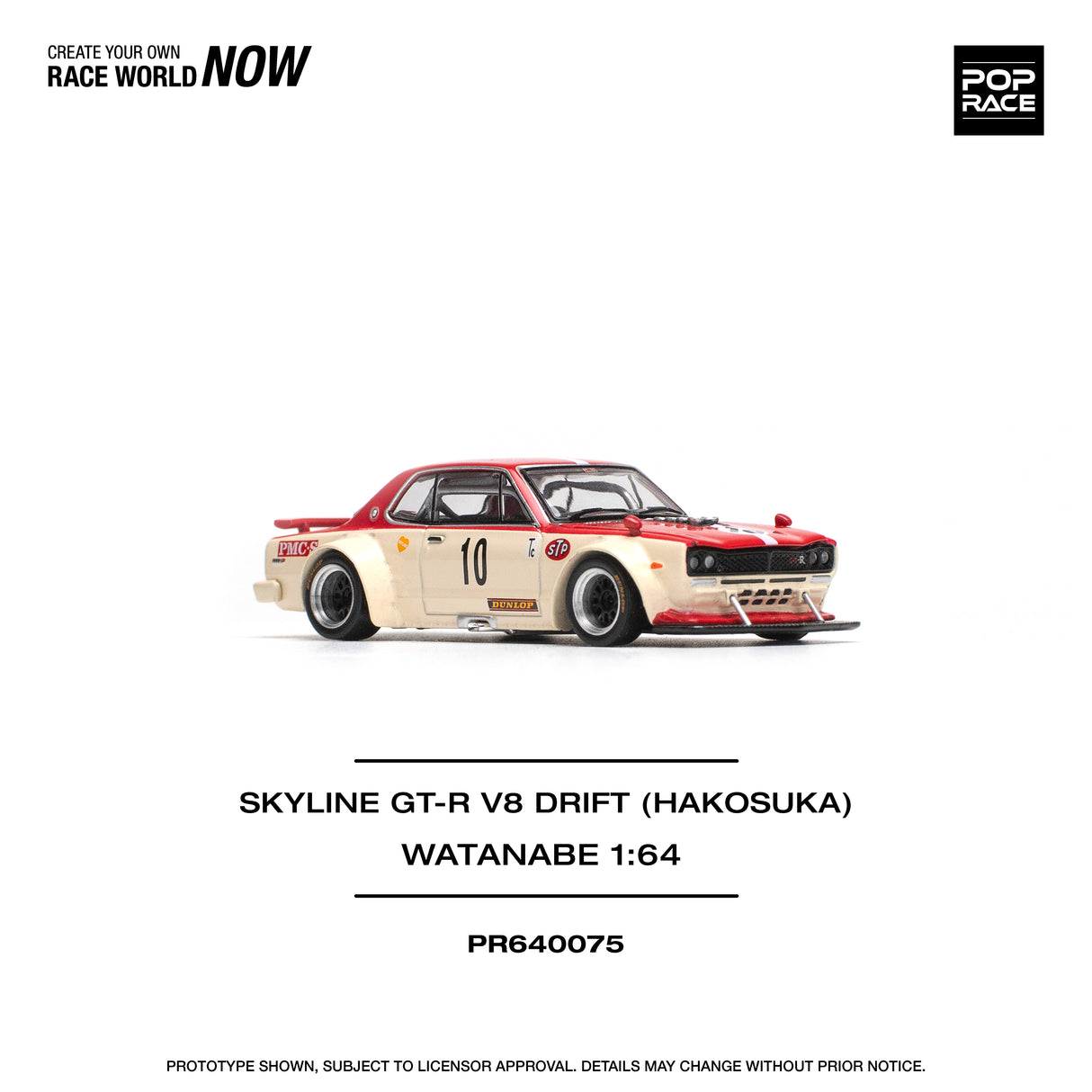Pop Race 1:64 Nissan Skyline GT-R V8 Drift (Hakosuka) with Watanabe