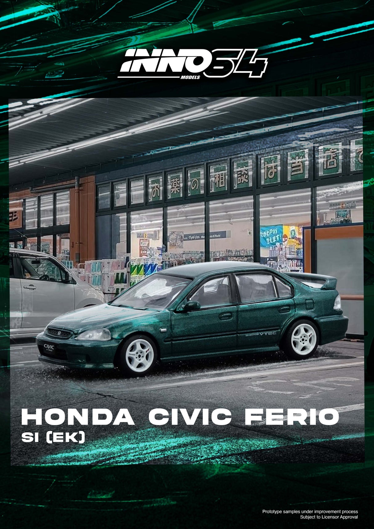 INNO64 1:64 Honda Civic Ferio Si (EK) in Green