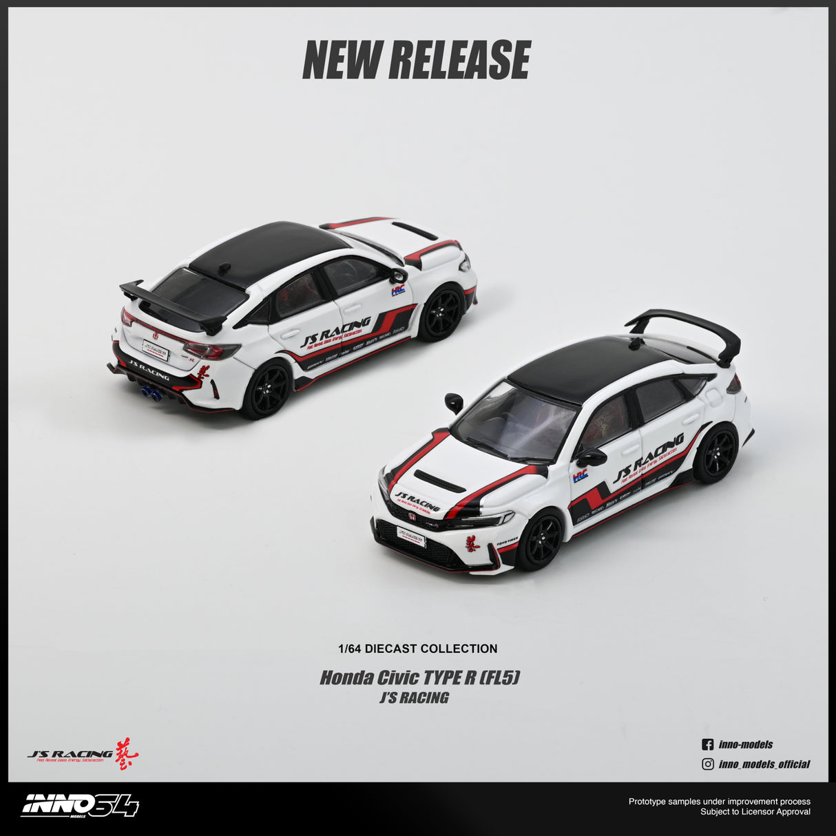 *PREORDER* INNO64 1:64 Honda Civic Type-R (FL5) J's Racing in White