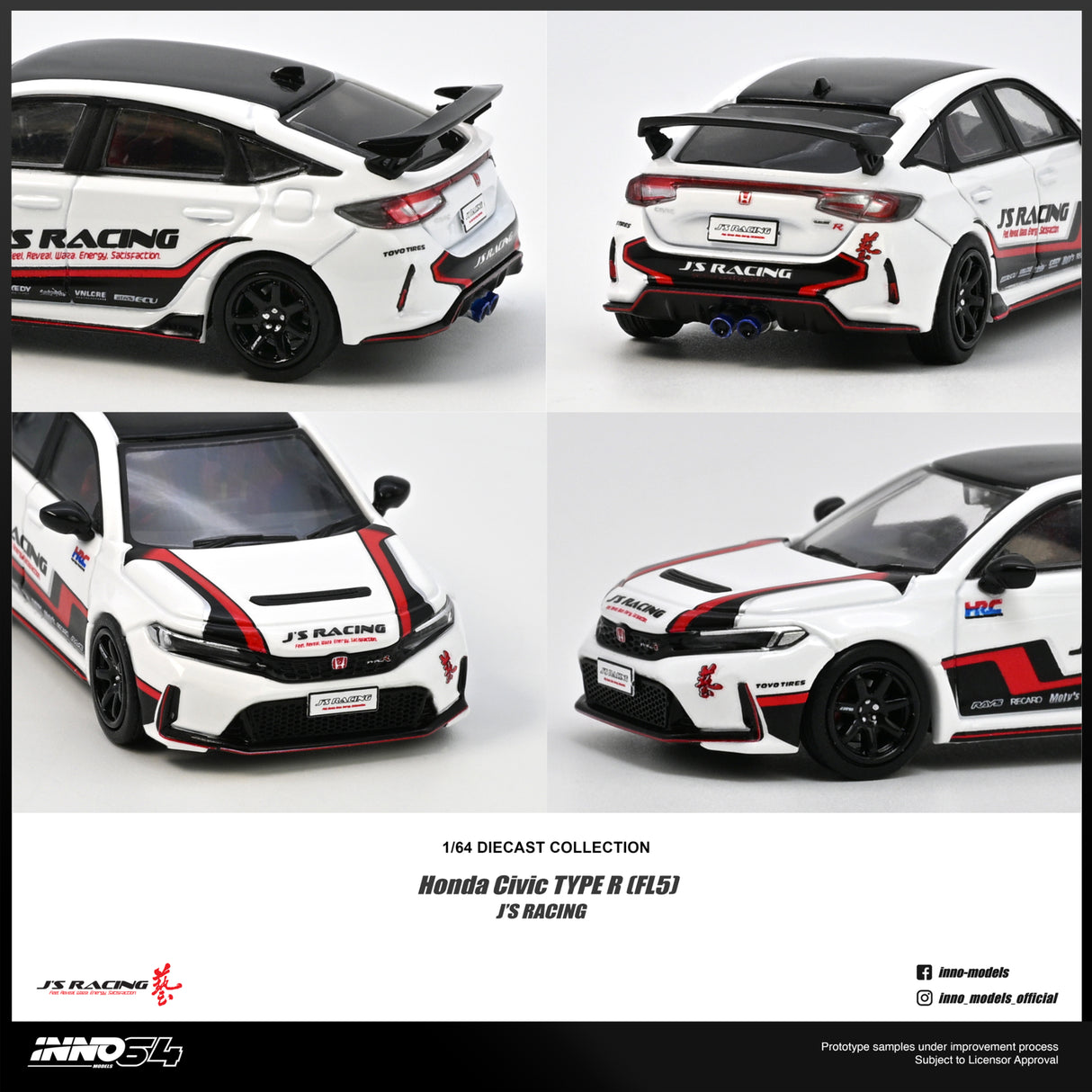 *PREORDER* INNO64 1:64 Honda Civic Type-R (FL5) J's Racing in White
