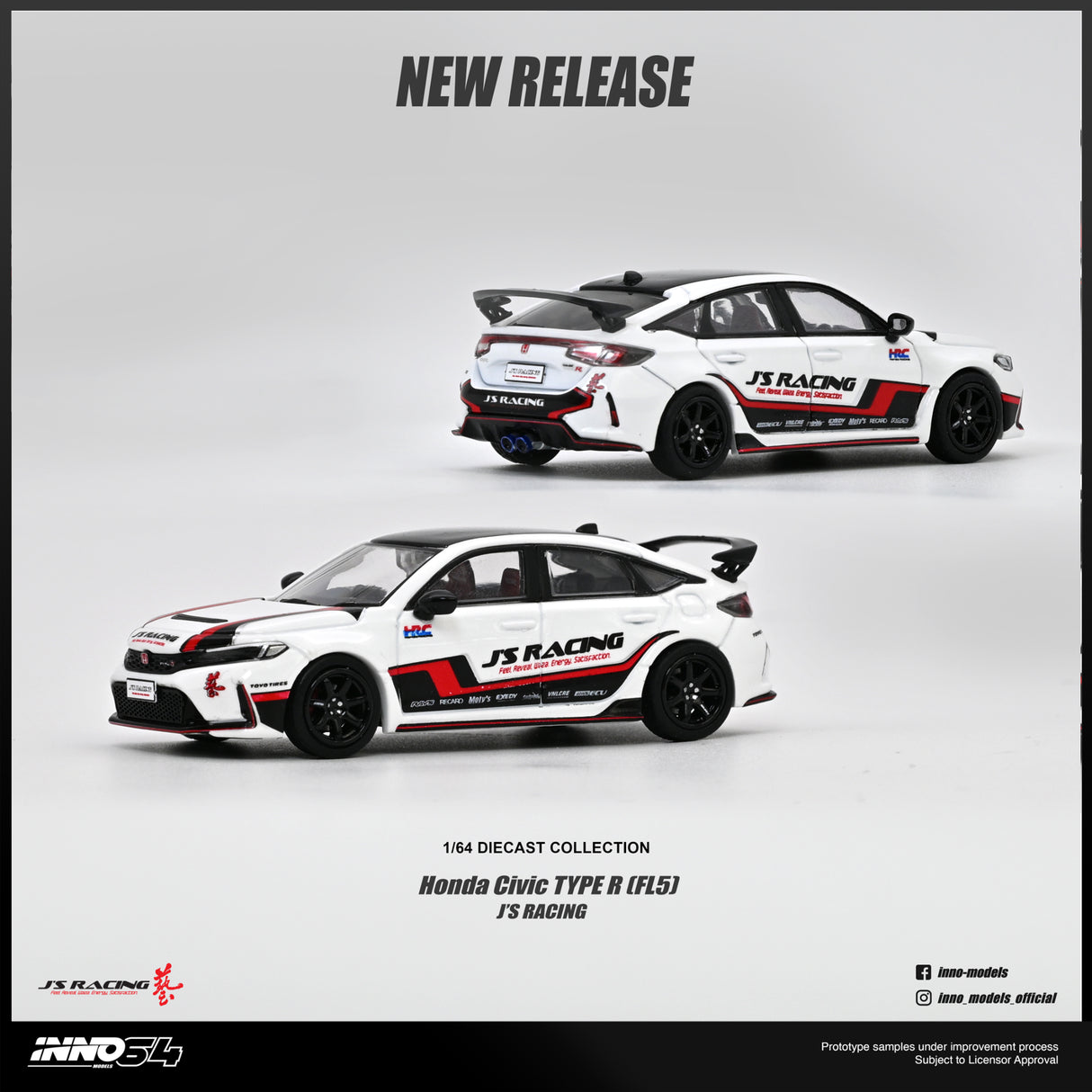 *PREORDER* INNO64 1:64 Honda Civic Type-R (FL5) J's Racing in White