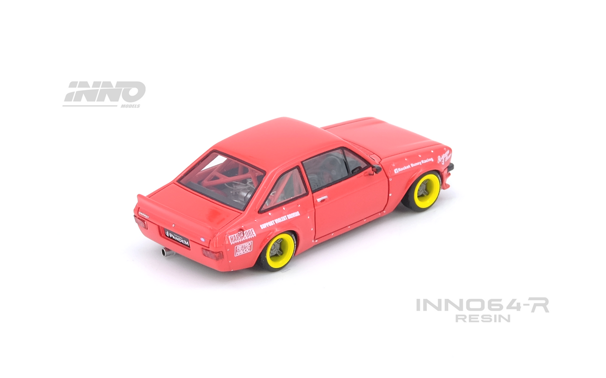 INNO64 1:64 Ford Escort MK2 PANDEM "EMOTION" RETRO HAVOC in Red
