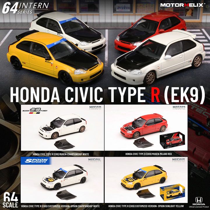 MotorHelix 1:64 Honda Civic (EK9) Type-R MUGEN POWER in Red
