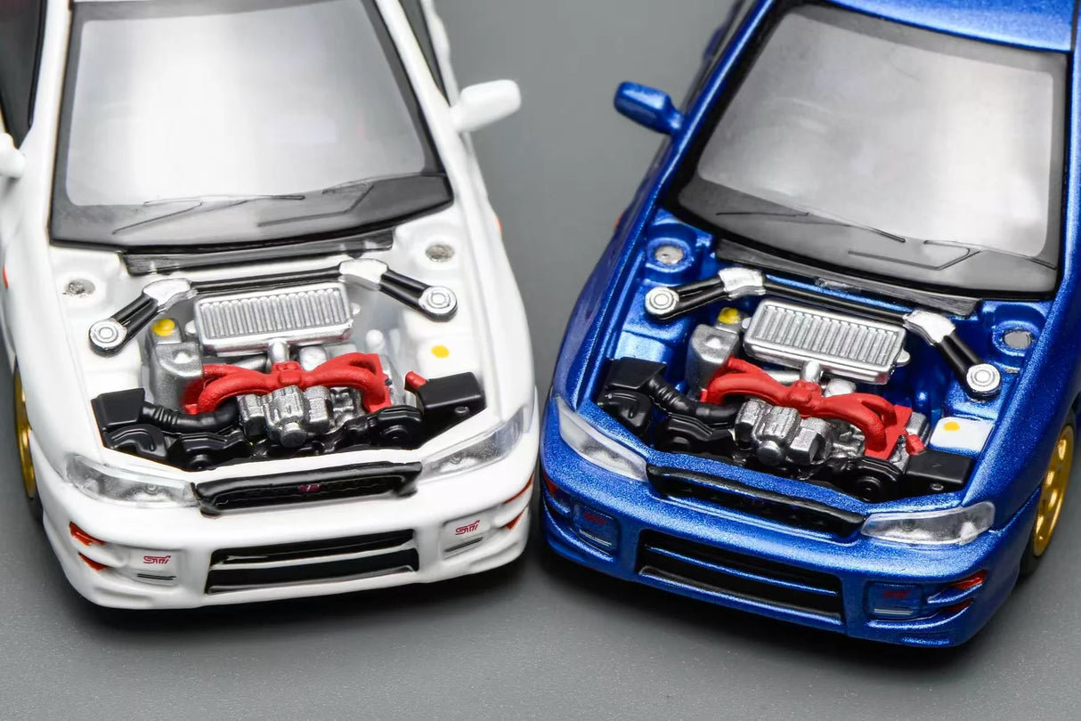 MotorHelix 1:64 Subaru Impreza Wagon WRX STi Ver. VI Customized in World Rally Blue Mica