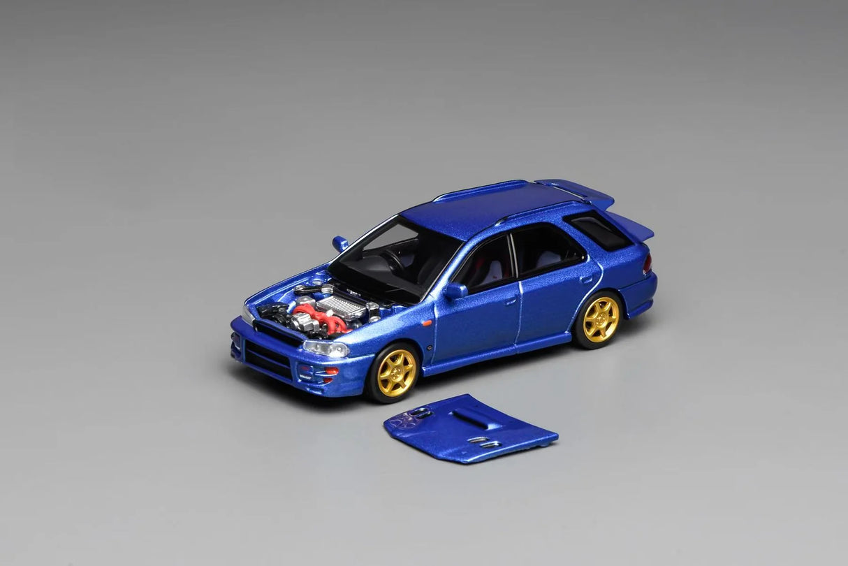 MotorHelix 1:64 Subaru Impreza Wagon WRX STi Ver. VI Customized in World Rally Blue Mica