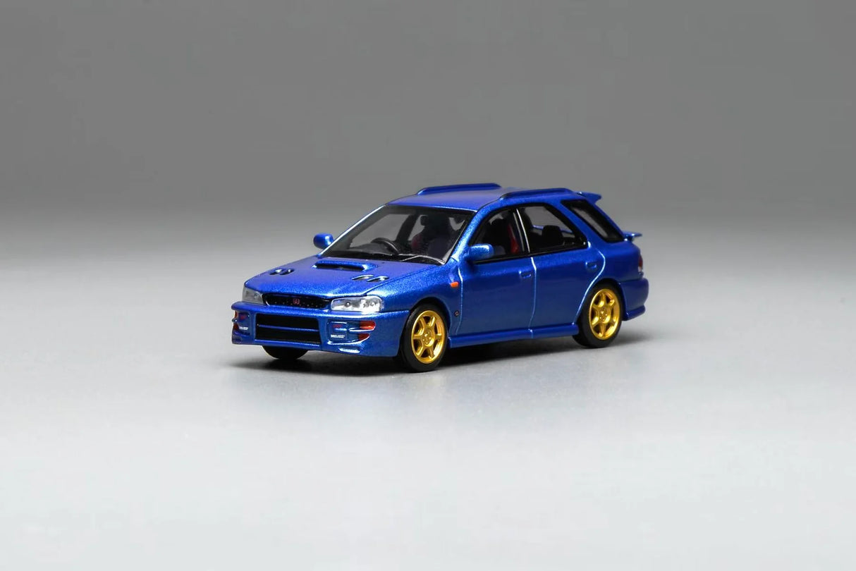 MotorHelix 1:64 Subaru Impreza Wagon WRX STi Ver. VI Customized in World Rally Blue Mica