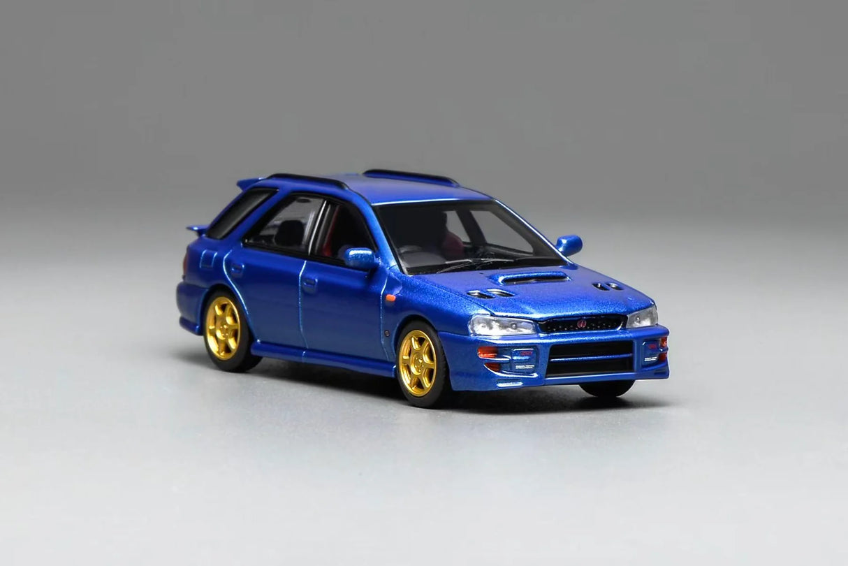 MotorHelix 1:64 Subaru Impreza Wagon WRX STi Ver. VI Customized in World Rally Blue Mica