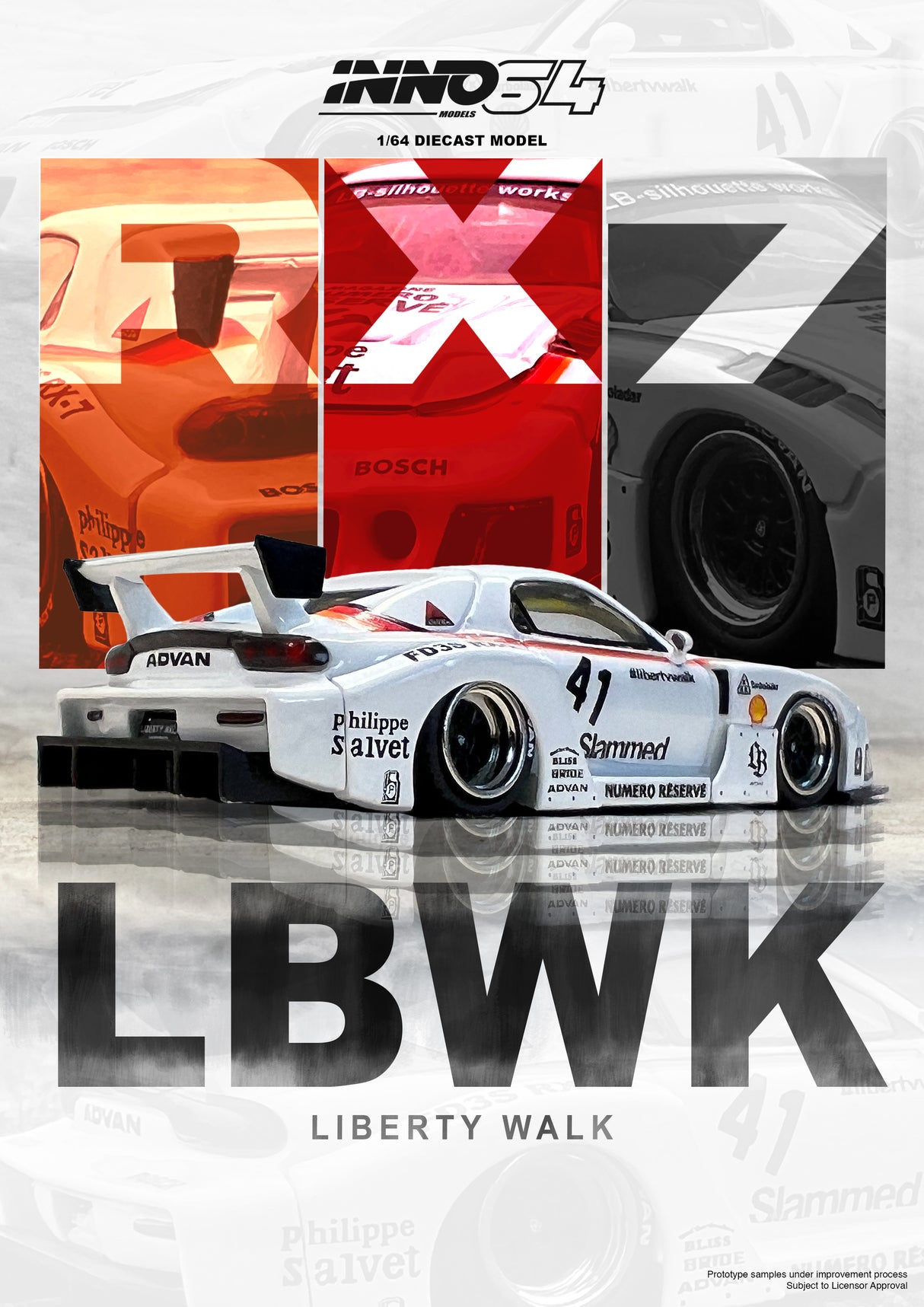 INNO64 1:64 Mazda RX7 (FD3S) LB-SUPER SILHOUETTE in White