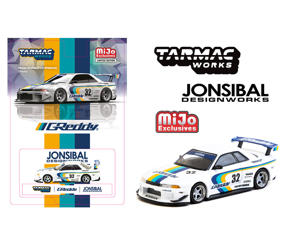 Tarmac Works 1:64 Nissan Skyline GT-R (R32) Widebody Jonsibal Designworks & Greddy Special Limited Edition in White