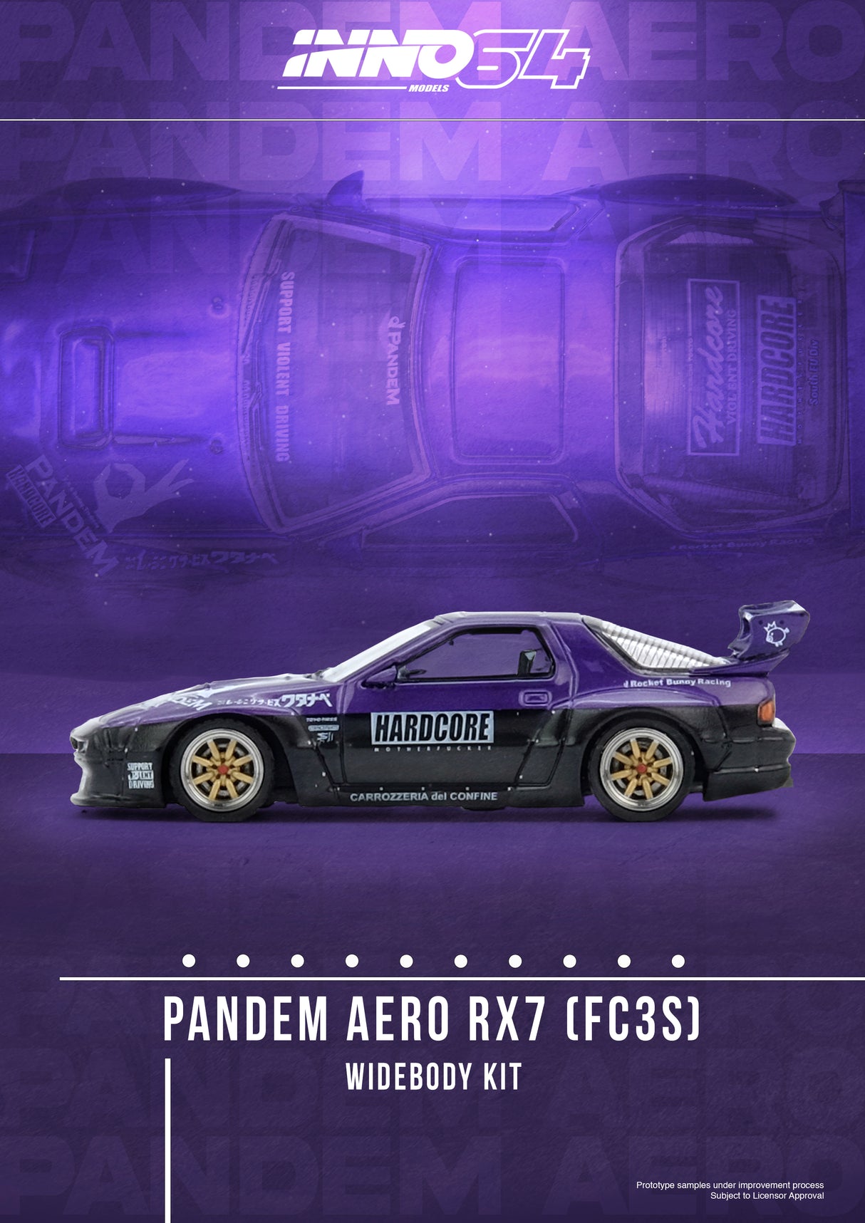 INNO64 1:64 Mazda RX-7 (FC3S) "PANDEM ROCKET BUNNY" in Purple