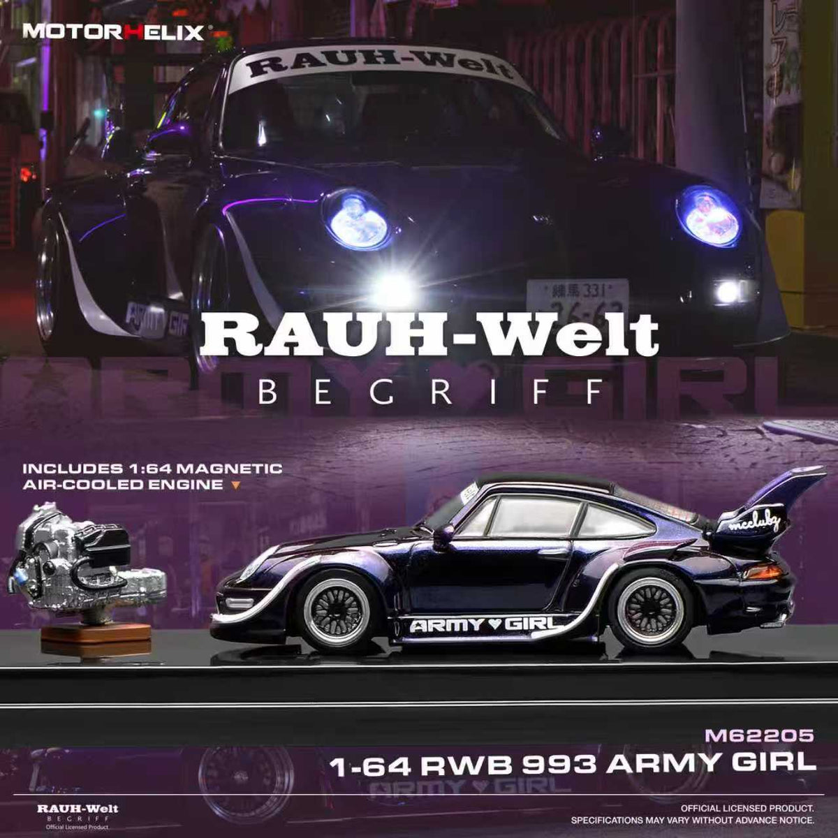 MotorHelix 1:64 RWB 993 Army Girl