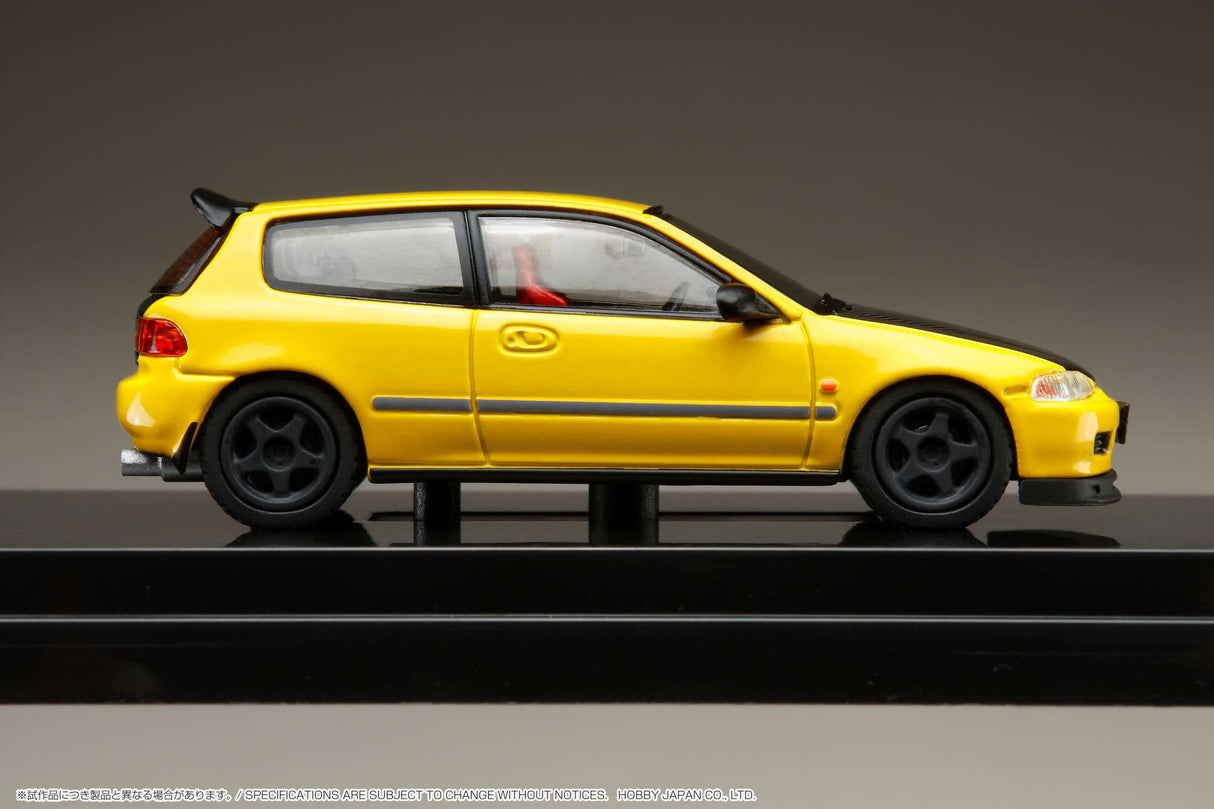 Hobby Japan 1:64 Honda Civic (EG6) Customized Version with Engine Display in Yellow