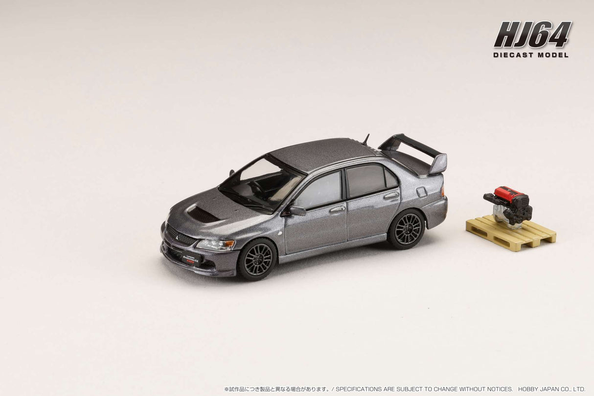 Hobby Japan 1:64 Mitsubishi Lancer GSR EVO 9 MR in Medium Purplish Gray Mica with Engine Display