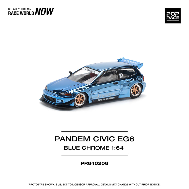 *PREORDER* Pop Race 1:64 Honda Civic (EG6) PANDEM in Blue Chrome