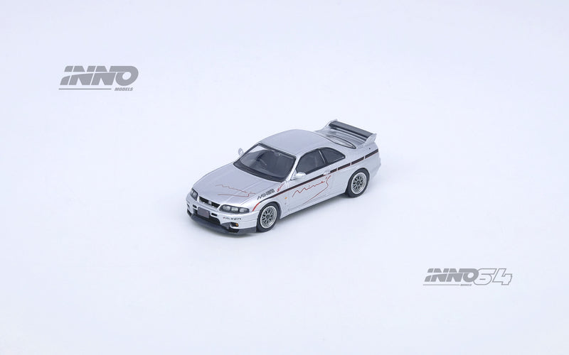 INNO64 1:64 Nissan Skyline GT-R (R33) "TUNED BY MINE'S" in Silver
