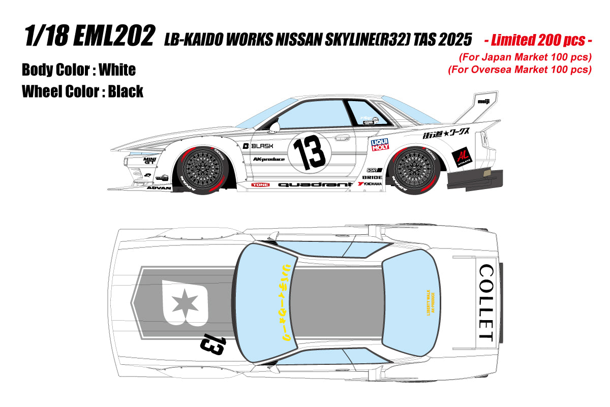 *PREORDER* Make Up Co., Ltd. / Eidolon 1:18 LB-Kaido Works Nissan Skyline (R32) TAS 2025