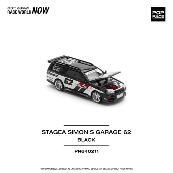 *PREORDER* Pop Race 1:64 Nissan Stagea SIMON'S GARAGE #62 in Black