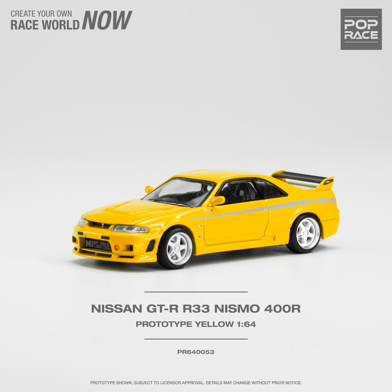 Pop Race 1/64 Nissan Skyline (BNCR33) NISMO 400R in Prototype Yellow