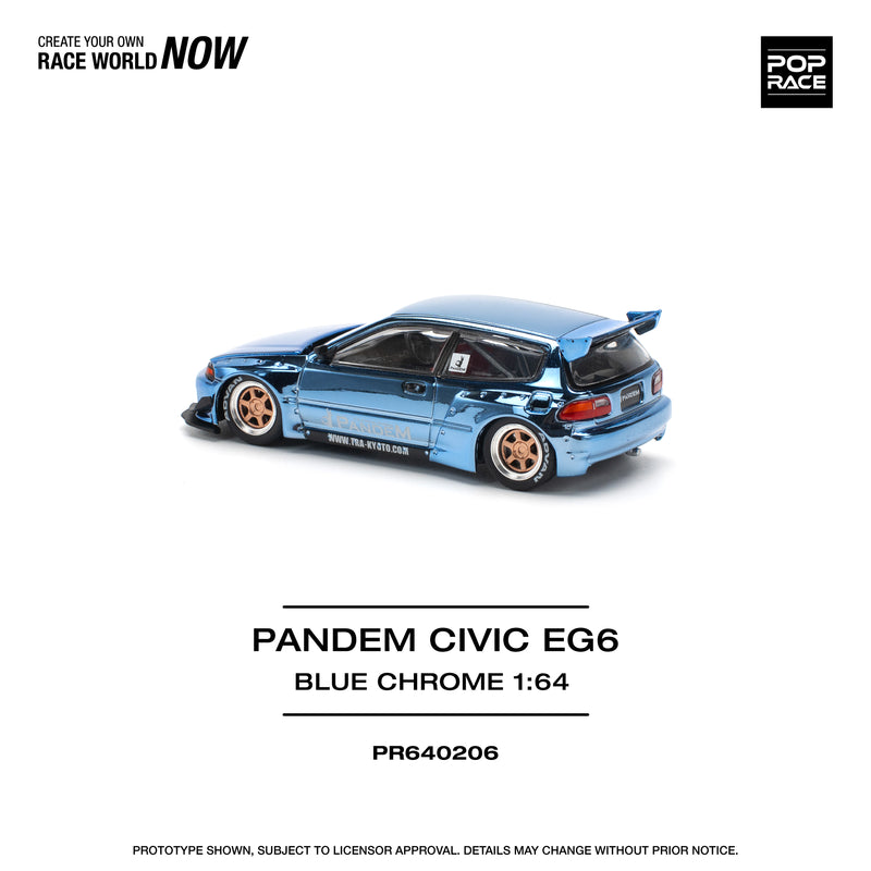 *PREORDER* Pop Race 1:64 Honda Civic (EG6) PANDEM in Blue Chrome