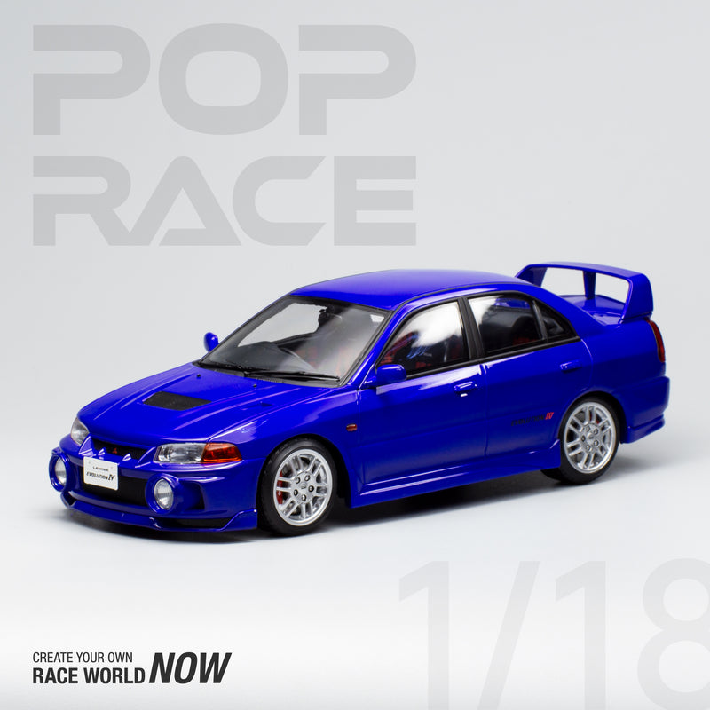 Pop Race 1/18 Mitsubishi Lancer EVO IV in Blue