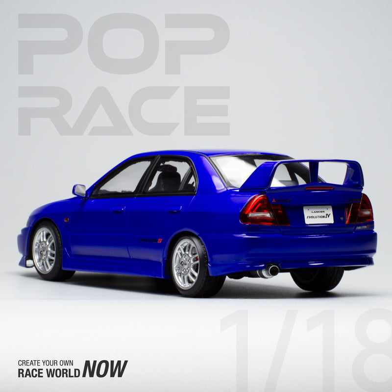 Pop Race 1/18 Mitsubishi Lancer EVO IV in Blue