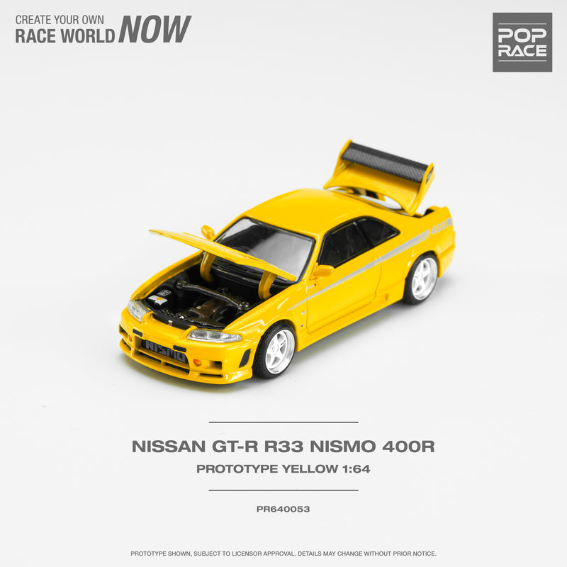 Pop Race 1/64 Nissan Skyline (BNCR33) NISMO 400R in Prototype Yellow