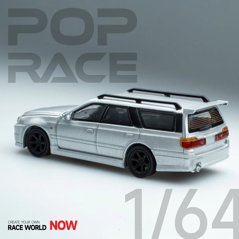 Pop Race 1/64 Nissan Stagea GT-R R34 Conversion in Silver