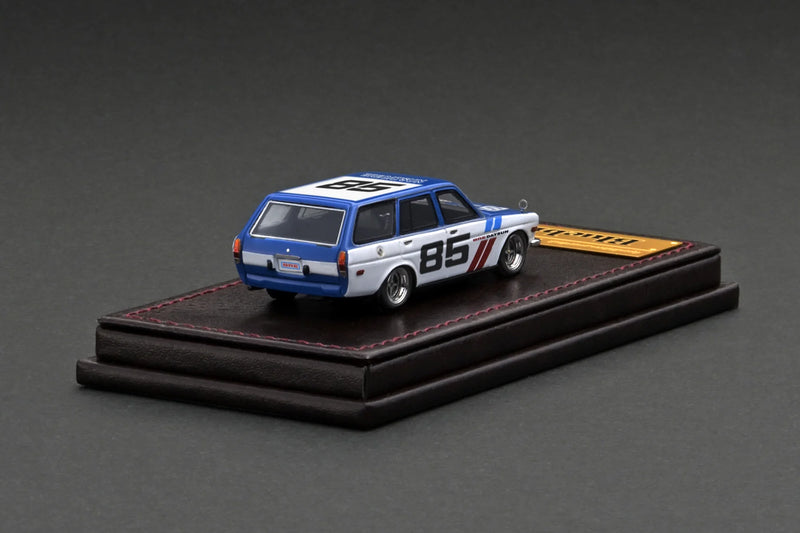 Ignition Model 1:64 Nissan Datsun Bluebird (510) Wagon in Blue / White