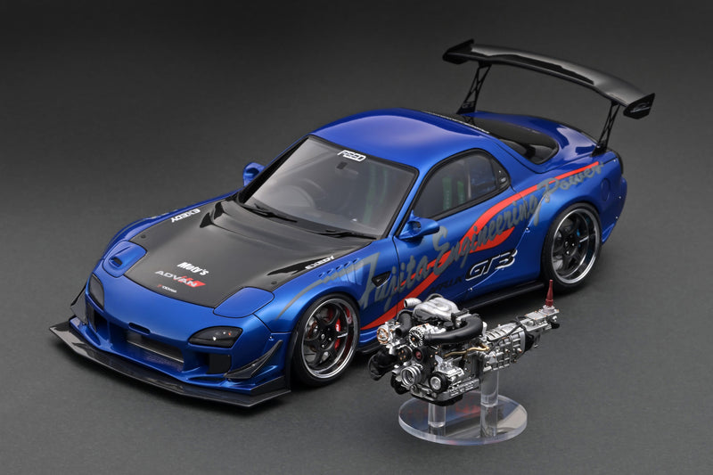 Ignition Model 1:18 Mazda RX-7 (FD3S) FEED Afflux GT3 in Blue Metallic with 13B Engine DIsplay